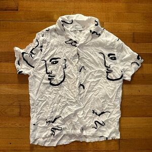 ASOS DESIGN Mens Retro 90s Abstract Faces Shirt Regular Size Medium Button Down